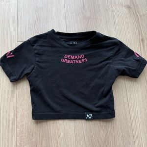 A7 Black Crop Top with Pink Accents